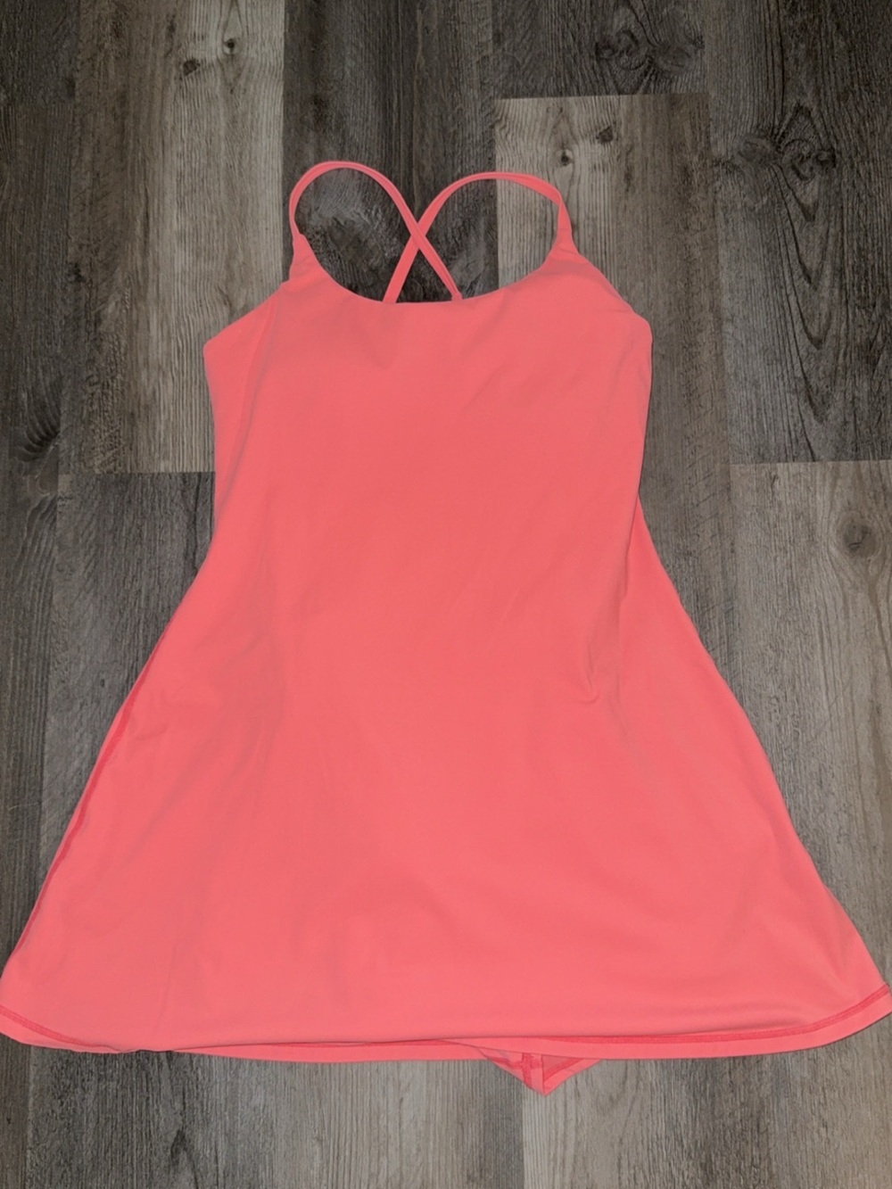 HALARA Neon Coral Athletic Dress with Built In Shorts